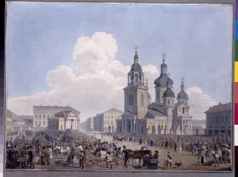 The Hay Market Place and The Assumption Church in St Petersburg