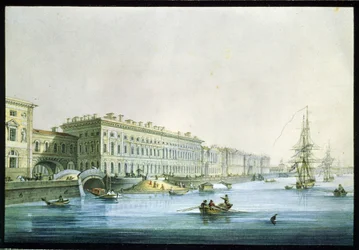 View of the Palace Embankment in St Petersburg