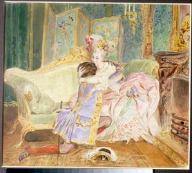 Rendezvous: kiss between a black man and a white noblewoman - Illustration for the novel 