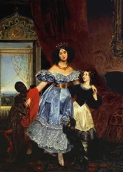 Portrait of Countess Julia Samoilova with Her Stepdaughter Amazillia Pacini and Black Boy, 1832-1834