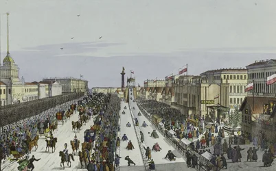 Public merry-making on the Admiralty Square in Saint Petersburg