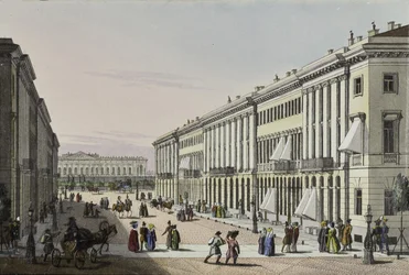 The Mikhailovskaya Street with view of the Michael Palace in St. Petersburg, First half of the 19th century
