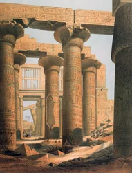 Interior view of the Hall at Karnak (Lithograph after Karl Richard Lepsius)