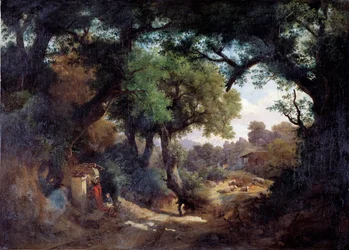 Portrait of the Painter Andrea del Castagno and a Shepherd in a Landscape by Carlo Marko Junior (1822-1891) 1863