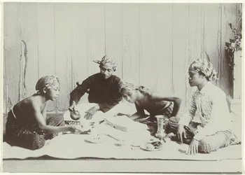 Four Young Men Drinking Coffee or Tea