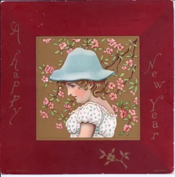 Girl in Regency Clothes Holding a Basket of Flowers, c.1880