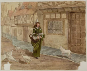 Girl with Eggs and Geese