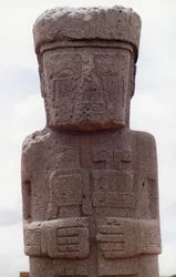 Standing Ponce Monolith at Kalasasay, the Temple Area of Pre-Columbian Site, Built 8th-10th Century AD