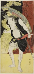 Actors Mimasu Tokujirō I as Hayano Kampei (Left) and Nakayama Kojūrō VI as Ono Sadakurō (Right) in “Treasury of the 47 Loyal Retainers” (“Kanadehon chūshingura”)