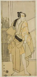 The Actor Ichikawa Monnosuke II as Hiranoya Tokubei in the Play Waka Murasaki Edokko Soga, Performed at the Ichimura Theater in the Third Month, 1792