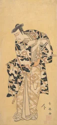 The Actor Ichikawa Yaozo III as Fuwa Banzaemon in a Thunder Robe, Playing with a Fan, 1794