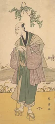 The Third Bando Hikosaburo as a Man Standing on the Bank of a River