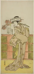 The Actor Iwai Hanshiro IV as Umegae Disguised as the Female Fortune-teller Omatsu in the Play Mukashi Otoko Yuki no Hinagata, Performed at the Ichimura Theater in the Eleventh Month, 1781