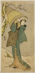 The Actor Nakamura Riko I as Kiyotaki in the Play Oakinai Hiru ga Kojima, Performed at the Nakamura Theater in the Eleventh Month, 1784