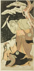Nakamura Utaemon I as Karashi Baba and Yoshizawa Sakinosuke III as Shirotae