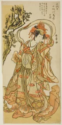 Osagawa Tsuneyo II as Itsukushima Tennyo in the Kabuki Play "Tokimekuya o-Edo no hatsuyuki"