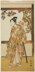 The Actor Ichikawa Monnosuke II as Shinokobe Shoji Yukihira in the Play Gohiiki Kanjincho, Performed at the Nakamura Theater in the Eleventh Month, 1773