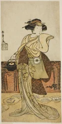 The Actor Iwai Hanshiro IV as Tsukisayo in the Play Gohiiki Nenne Soga, Performed at the Nakamura Theater in the First Month, 1779