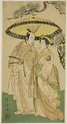 The Actors Arashi Hinaji I and Ichikawa Komazo II as Princess Sakura and Shimizu Tonoinosuke, in the Play Soga Moyo Aigo no Wakamatsu, Performed at the Nakamura Theater in the Third Month, 1769