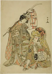 The Actors Nakamura Nakazo I as Onmaya Kisanda Dressed as Kakubei the Lion Dancer and Segawa Kikunojo III as Shizuka Gozen, in the Dance Sequence 