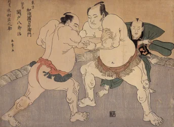 The Sumo Wrestlers Kajigahama and Sekinoto