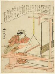 Weaving Silk, plate 11 from the series "Silkworm Cultivation"