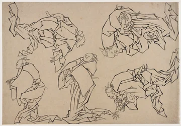 Five Musicians Playing Drums