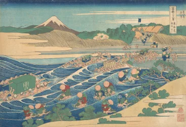 Fuji Seen from Kanaya on the Tokaido, Tokaido Kanaya no Fuji, from the series “Thirty-six Views of Mount Fuji”, ca. 1830-32.