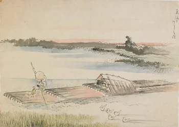Landscape: Boatman Poling His Raft