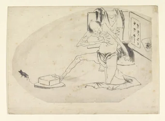 Man in Loincloth, a Box, and a Mouse
