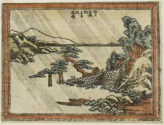 Night Rain at Karasaki, from the series Eight Views of Omi in Etching Style