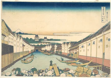 Nihonbashi in Edo, from the Series Thirty-six Views of Mount Fuji