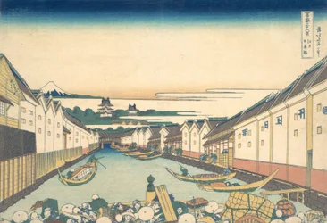 Nihonbashi in Edo, from the series Thirty-six Views of Mount Fuji, ca. 1830-32