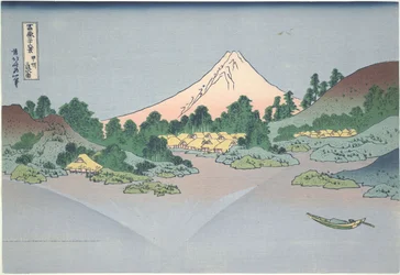 Reflection of Fuji in Lake Misaka in Kai Province, from the Series Thirty-six Views of Mount Fuji