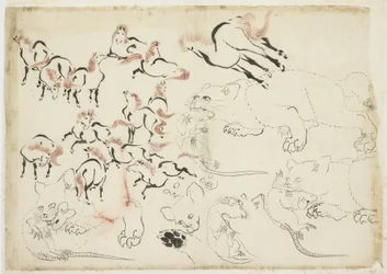 Studies of Horses, Cats and Rats (from "Hokusai Manga")