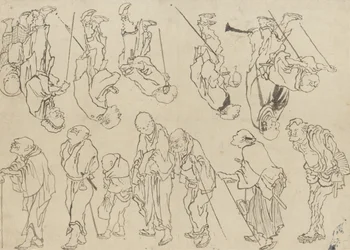 Studies of lame pilgrims, Edo period