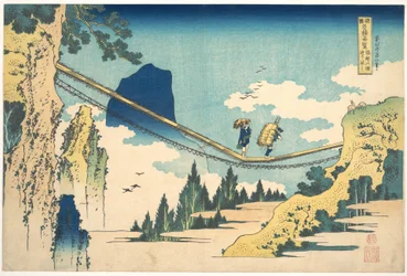 The Suspension Bridge on the Border of Hida and Etchū Provinces, from the series Remarkable Views of Bridges in Various Provinces