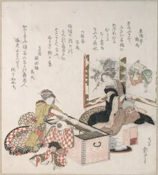 Women Preparing Tea Around the Fire-Holder