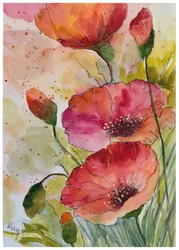 Vibrant Watercolor Poppies