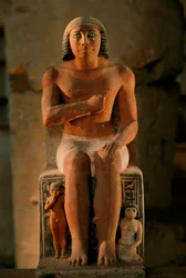 Painted Limestone Statue of Kai with Inlaid Crystal Eyes and His Children, 2002 (photo)