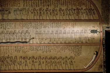 Wall mural depicting Book of the Dead, Tomb of Amenhotep II, Valley of the Kings, 2009 (photo)