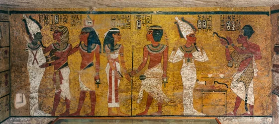 Wall painting in tomb of King Tutankhamun; Egypt; New Kingdom; Tutankhamun; Valley of the Kings