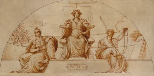 Cartoon for Mural of Minnesota State Capital, Institute of Justice, ca. 1904