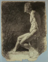 Nude Study of Seated Man