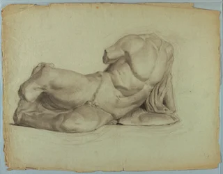 Study of Sculpture of Reclining Male Nude