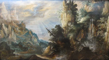 A Mountainous Landscape with a Waterfall by Kerstiaen de Keuninck, c. 1600