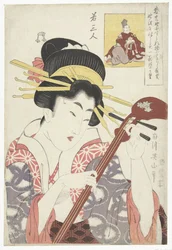 Woman with Shamisen, Three Young Poets (series title)