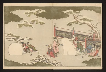 Chinese boys playing in the snow