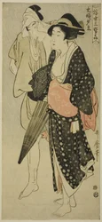 Husband and Wife Caught in an Evening Shower, from the series "Three Evening Pleasures of the Floating World"