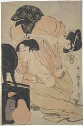 Mother with nursing baby and attendant